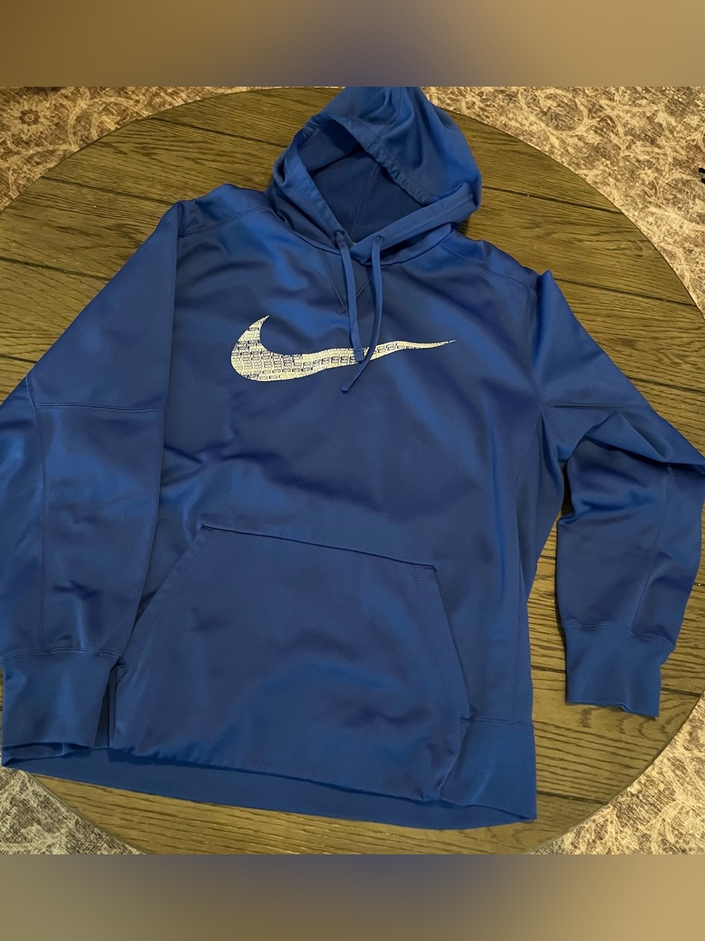 Nike DRI-FIT Therma Sweatshirt/Hoodie Blue With White Logo Men's Large